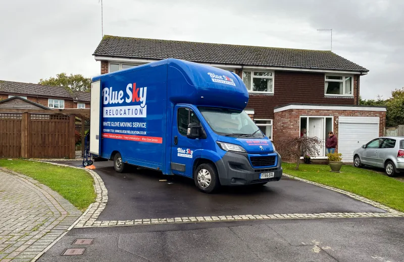 BlueSky packing team wrapping and boxing household belongings in Slough SL1 2SF before setting off